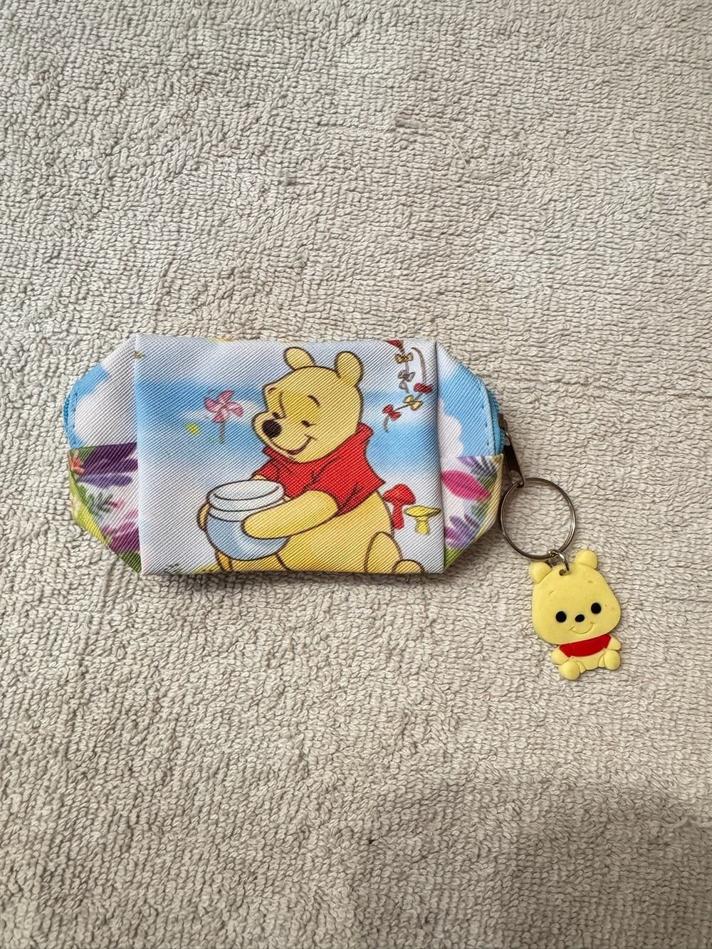Winnie the Pooh coin purse keychain with cute Pooh charm
